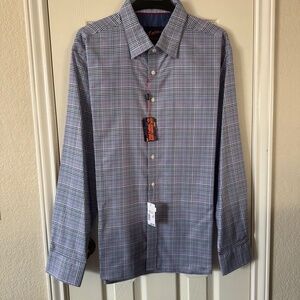 Egara Men’s XXL Dress Shirt Plaid Check Long Sleeve Button Up